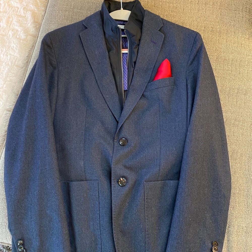 Ted Baker London - Navy Check Two Button - Zip Liner - Stretch Wool - Sport Coat